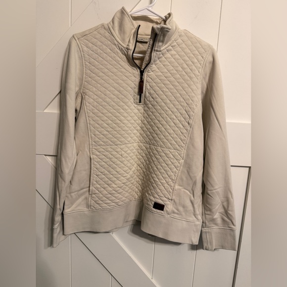 L.L. Bean Women's Cream Quilted Cowl Neck Sweater - Picture 5 of 8